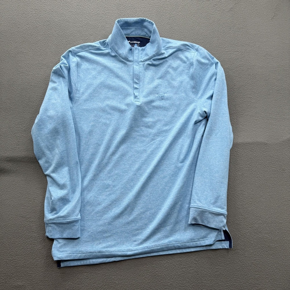 Birddogs Pullover Mens Medium Blue Mock Neck Long Sleeve Stretch Athletic Top